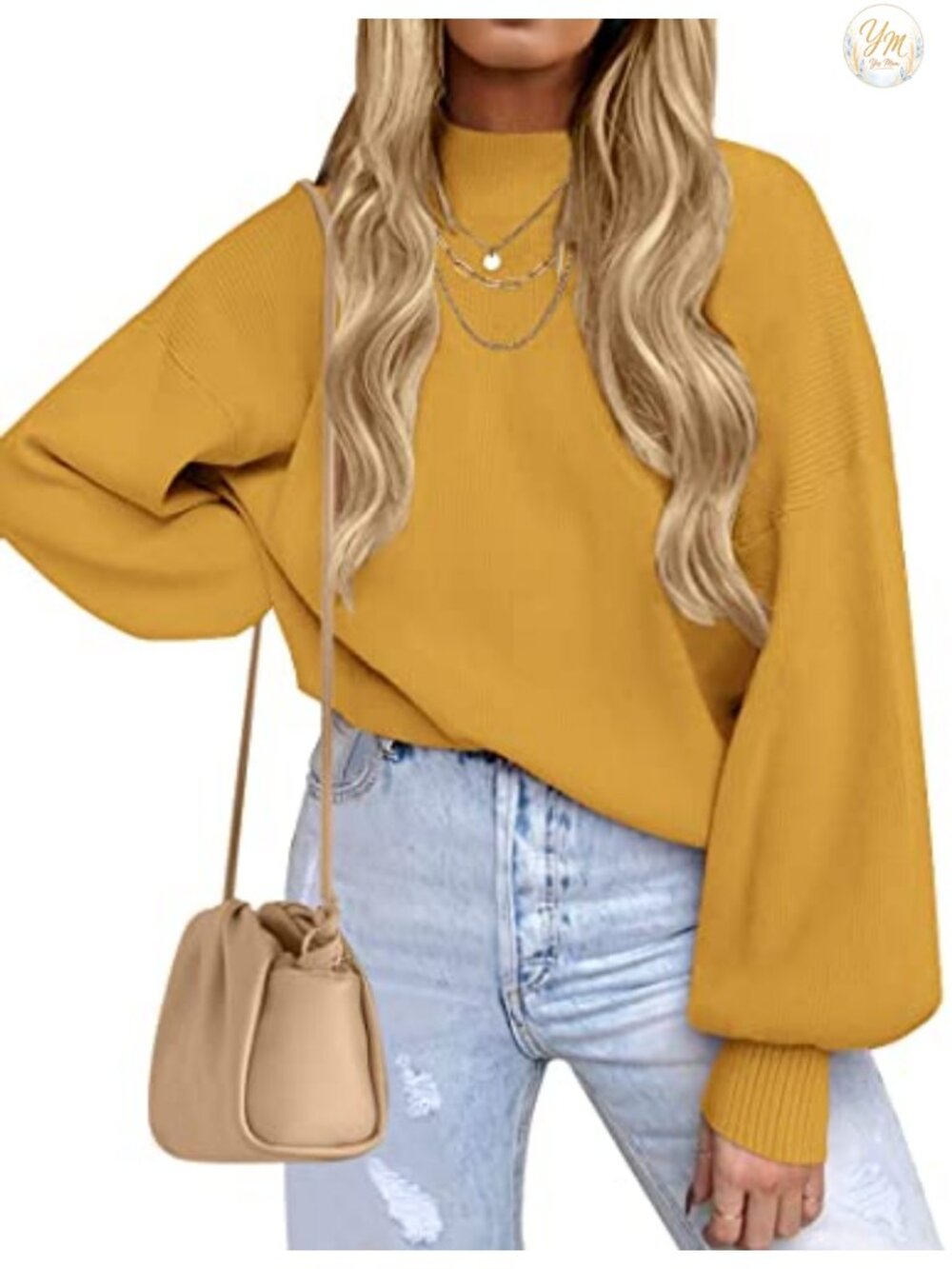 Womens Turtleneck Long Sleeve Knit Oversized Sweater Pullover